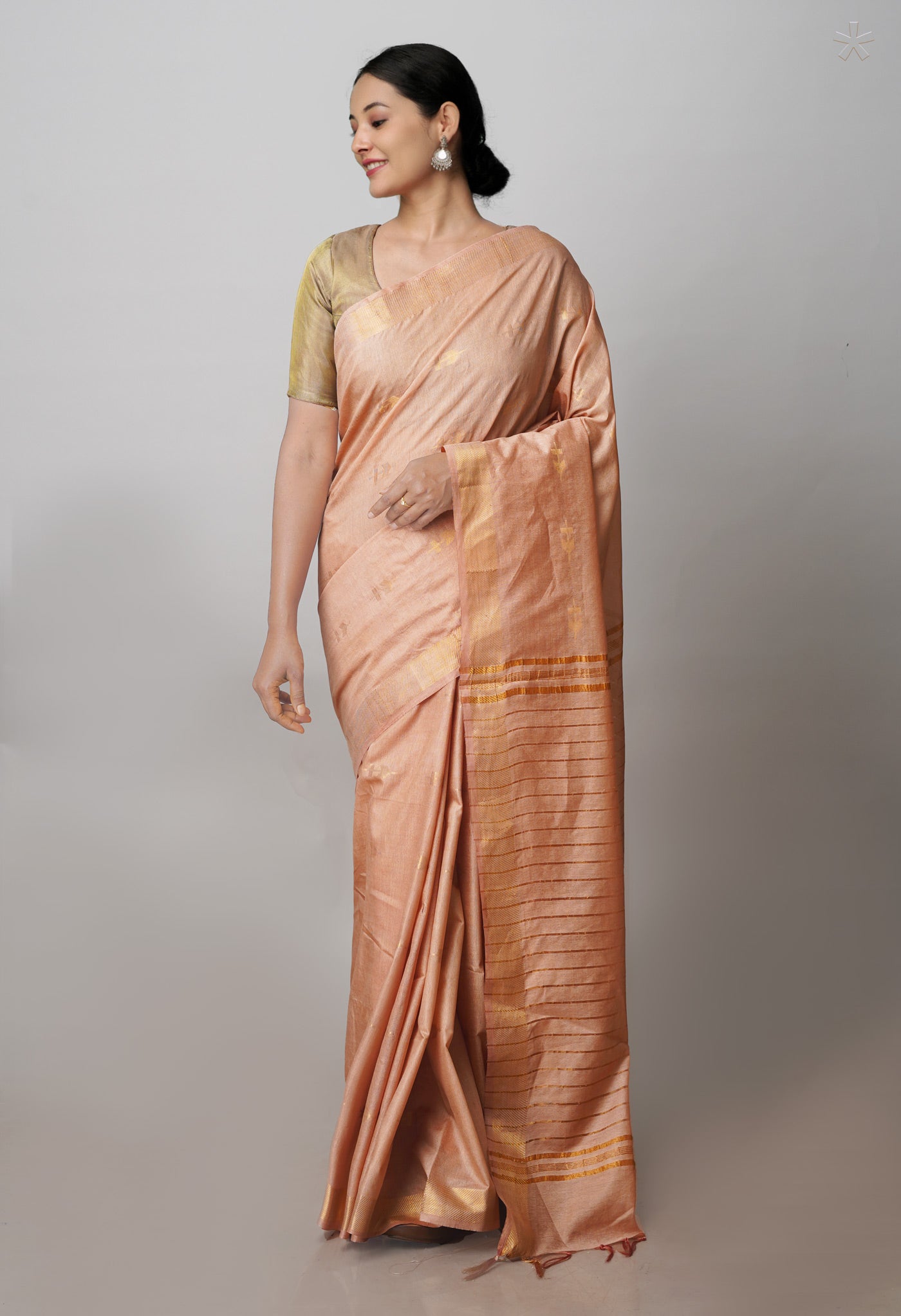 Fawn Brown Chanderi Sico Saree-UNM71255