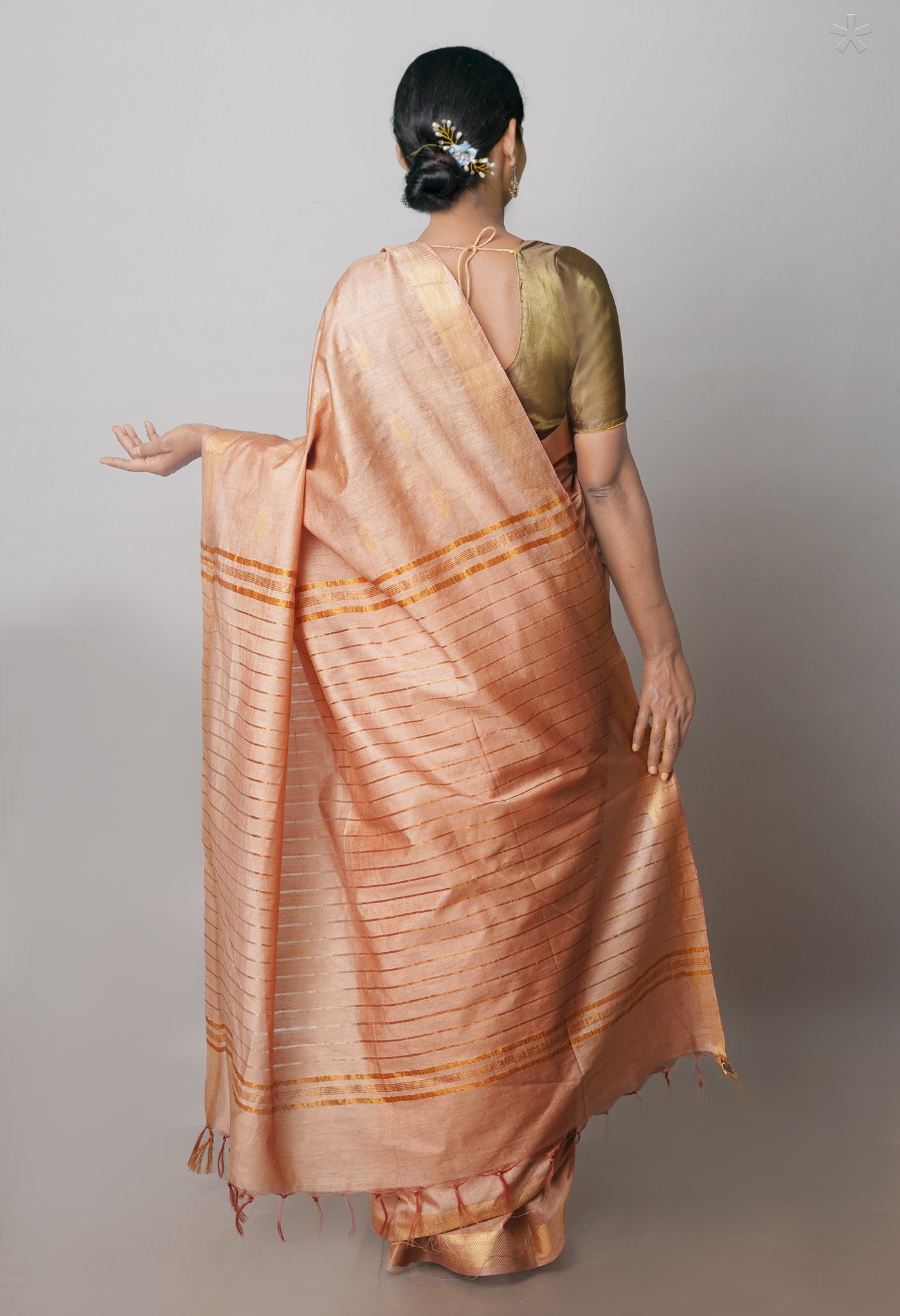 Fawn Brown Chanderi Sico Saree-UNM71255