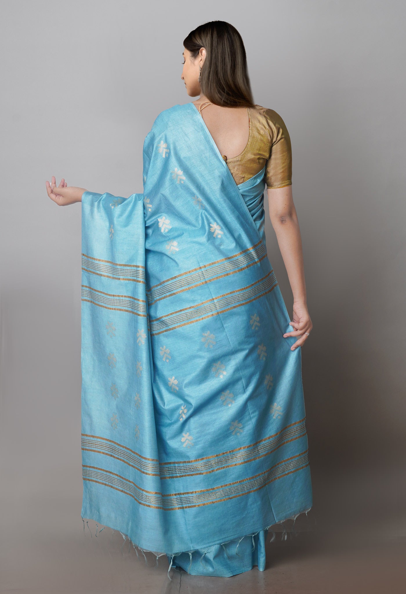 Pine Green Chanderi Sico Saree-UNM71278