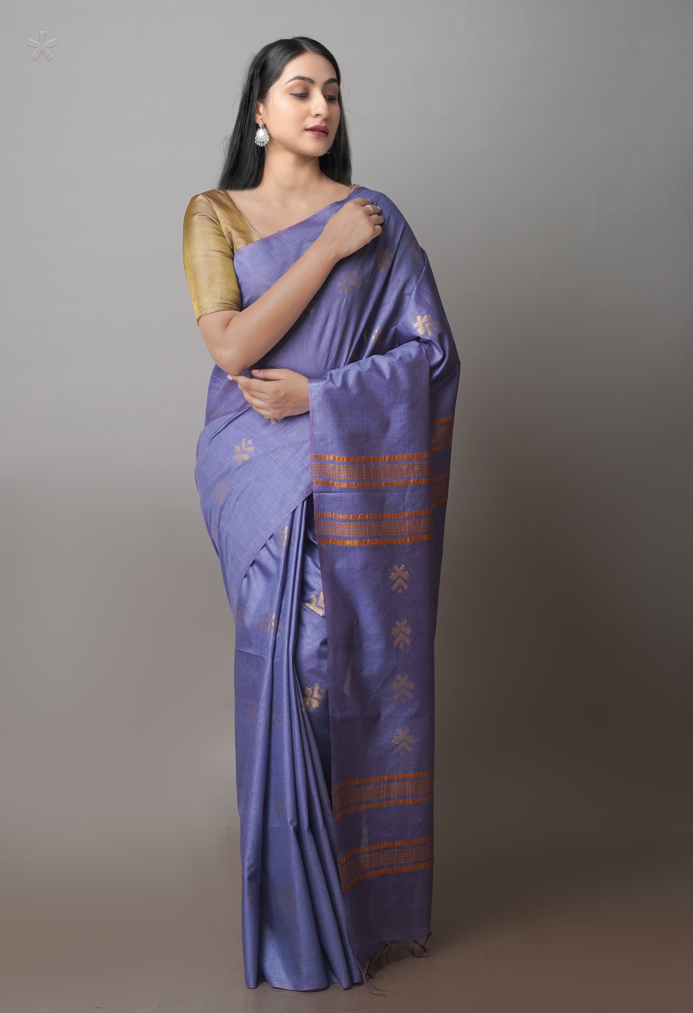 Steel Blue Chanderi Sico Saree-UNM71282