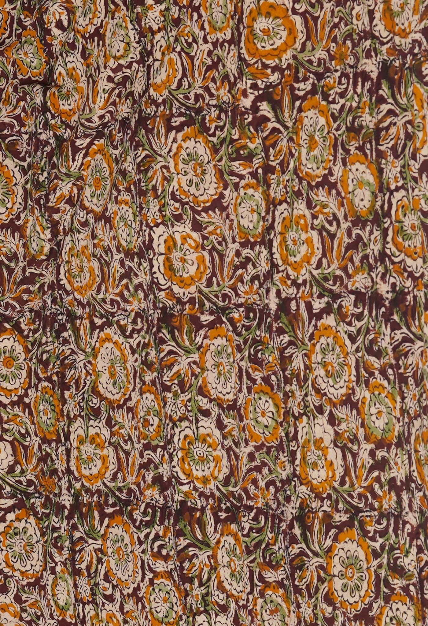 Peach Block Printed Supernet Saree