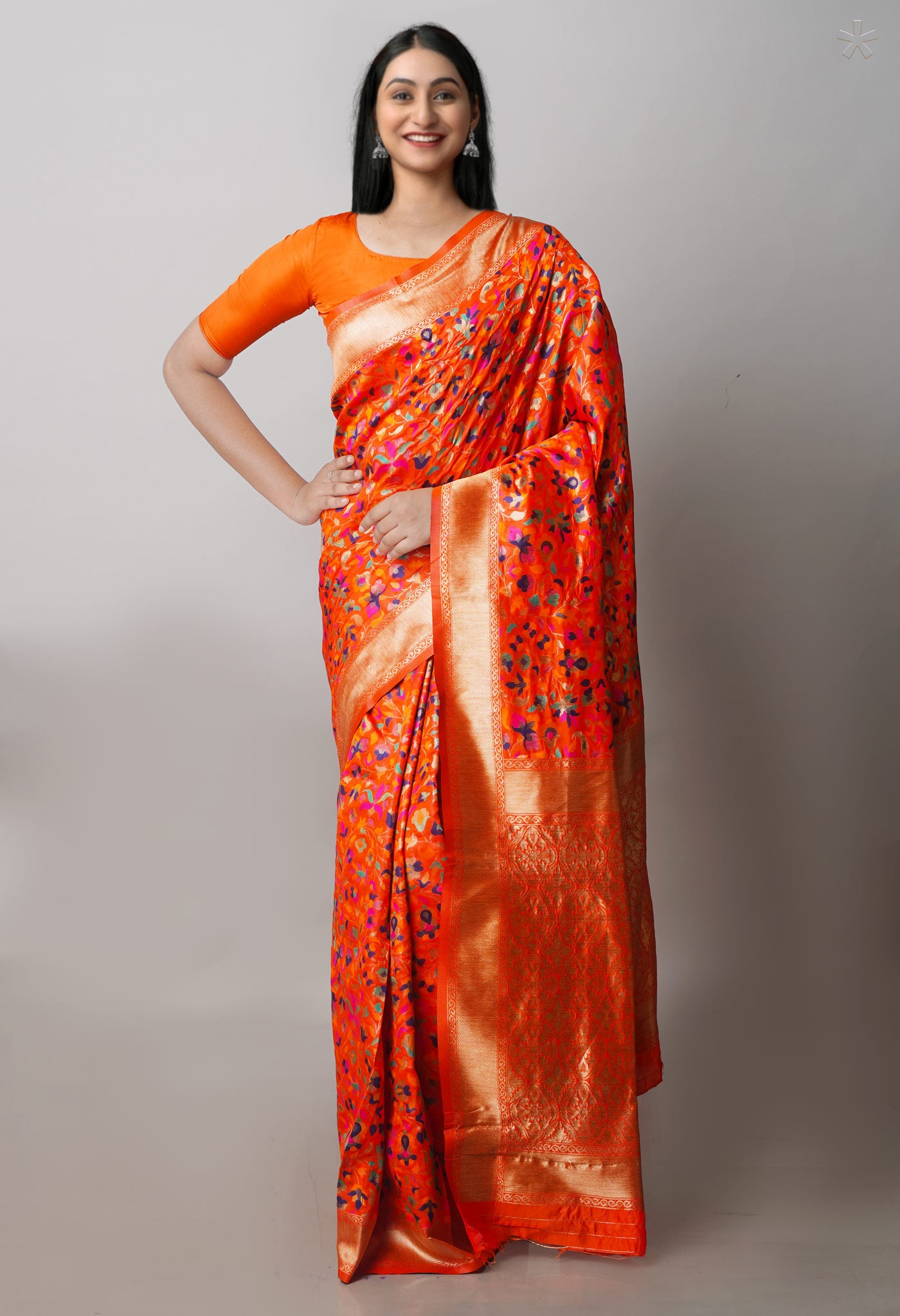 Orange Banarasi Silk Saree-UNM71366