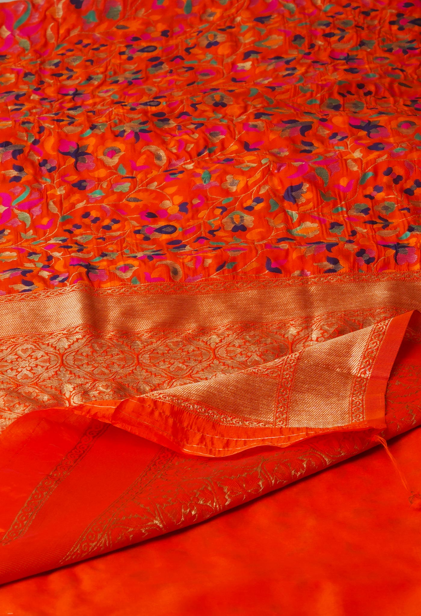 Orange Banarasi Silk Saree-UNM71366
