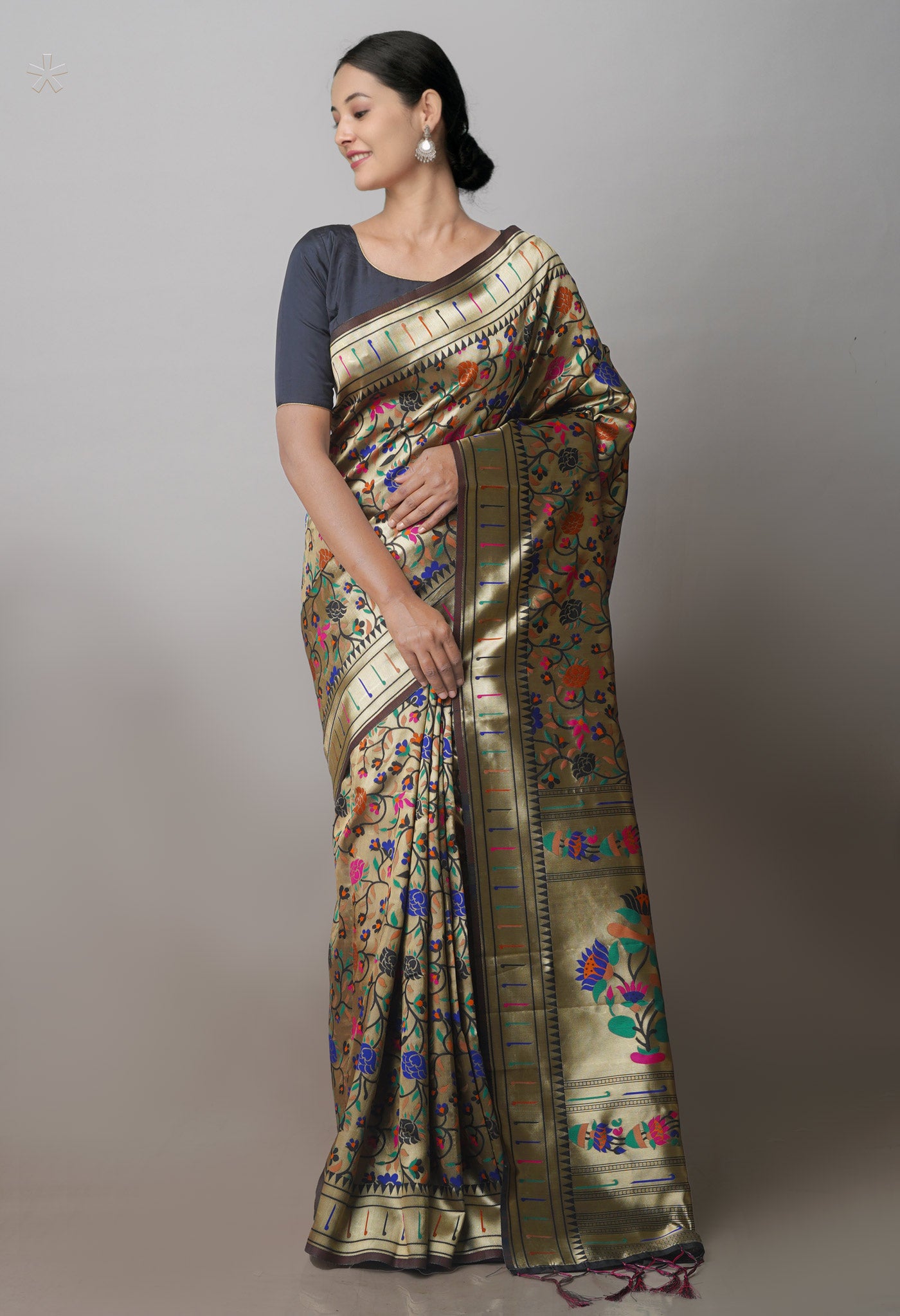 Gold Banarasi Silk Saree-UNM71374