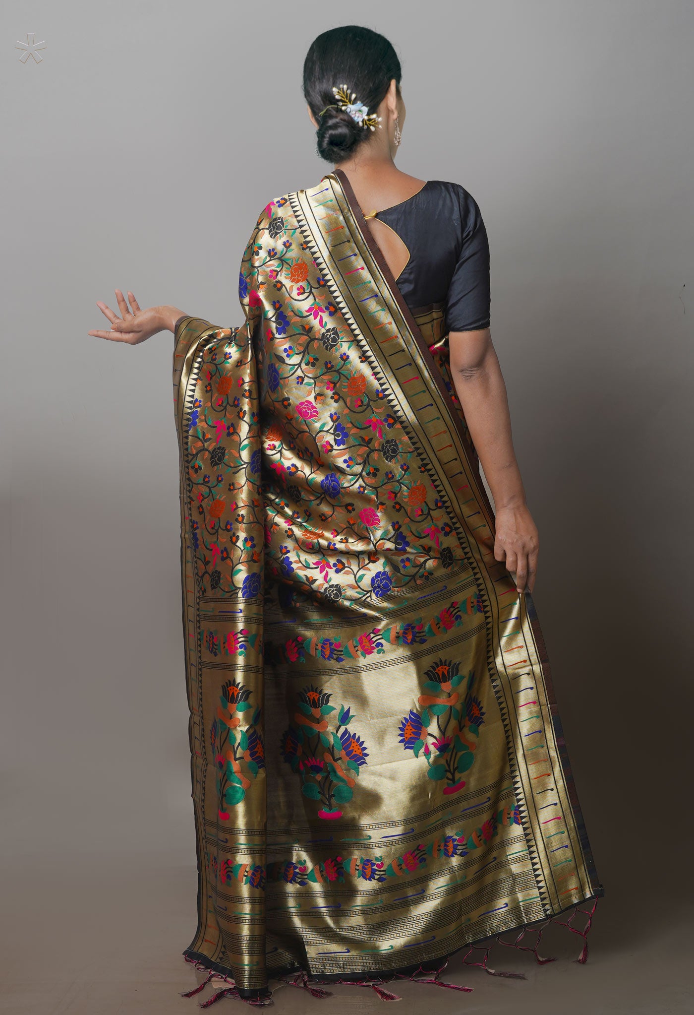 Gold Banarasi Silk Saree-UNM71374