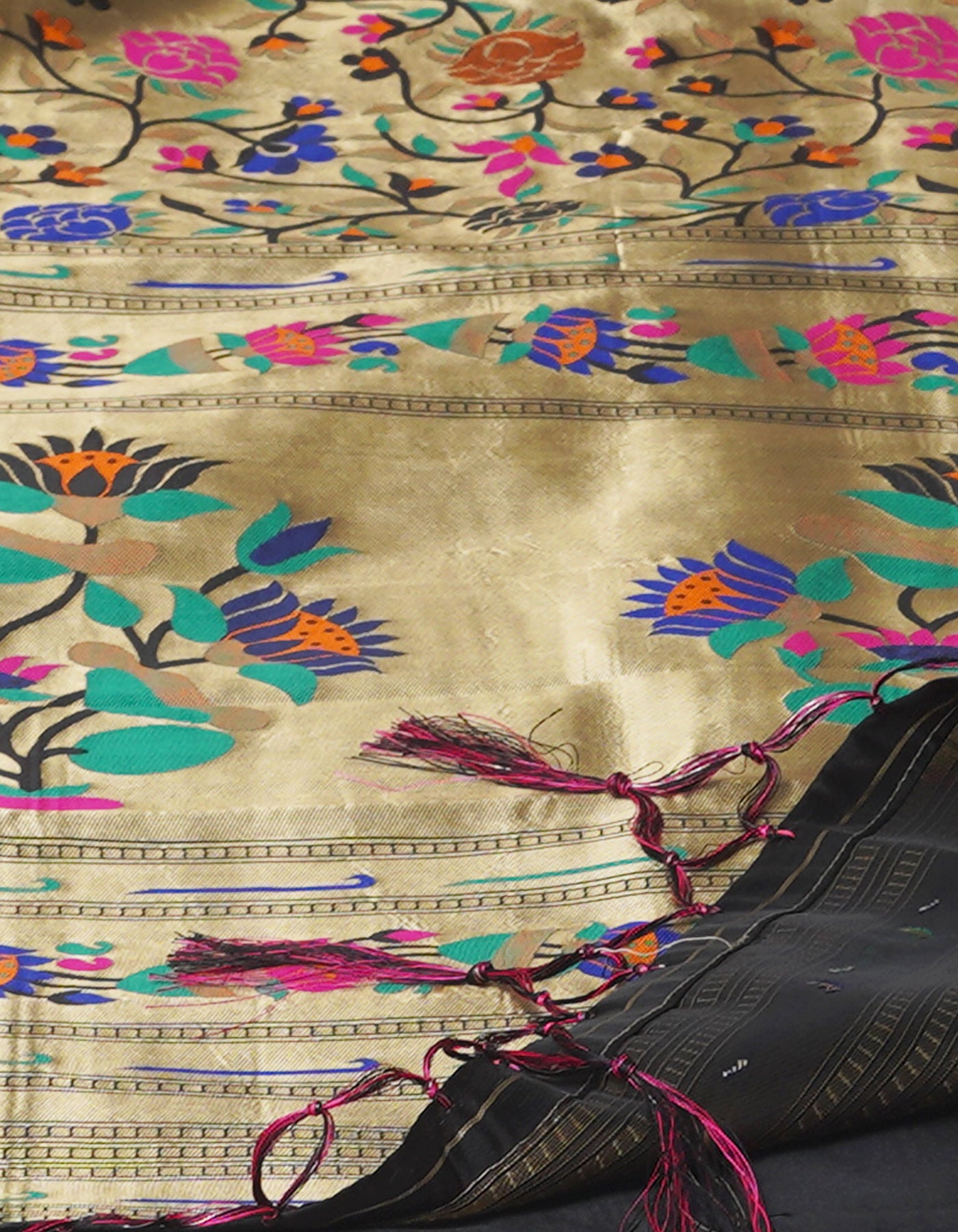 Gold Banarasi Silk Saree-UNM71374