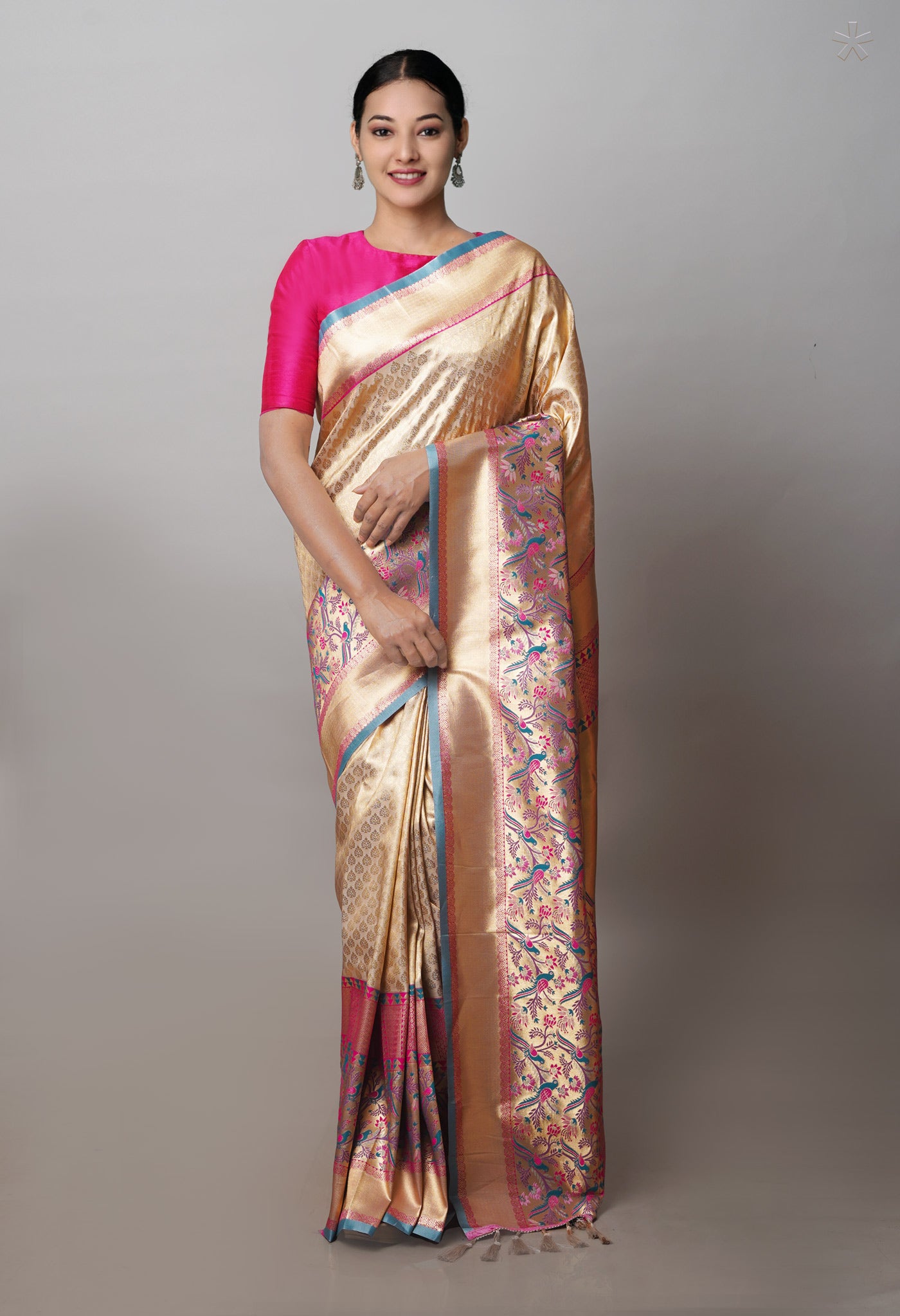 Cream Kanjivaram Silk Saree-UNM71392