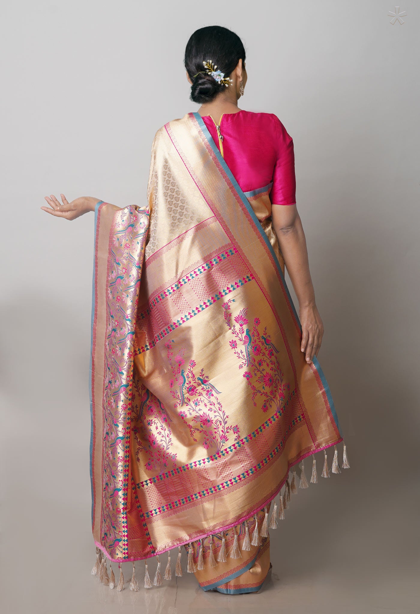 Cream Kanjivaram Silk Saree-UNM71392