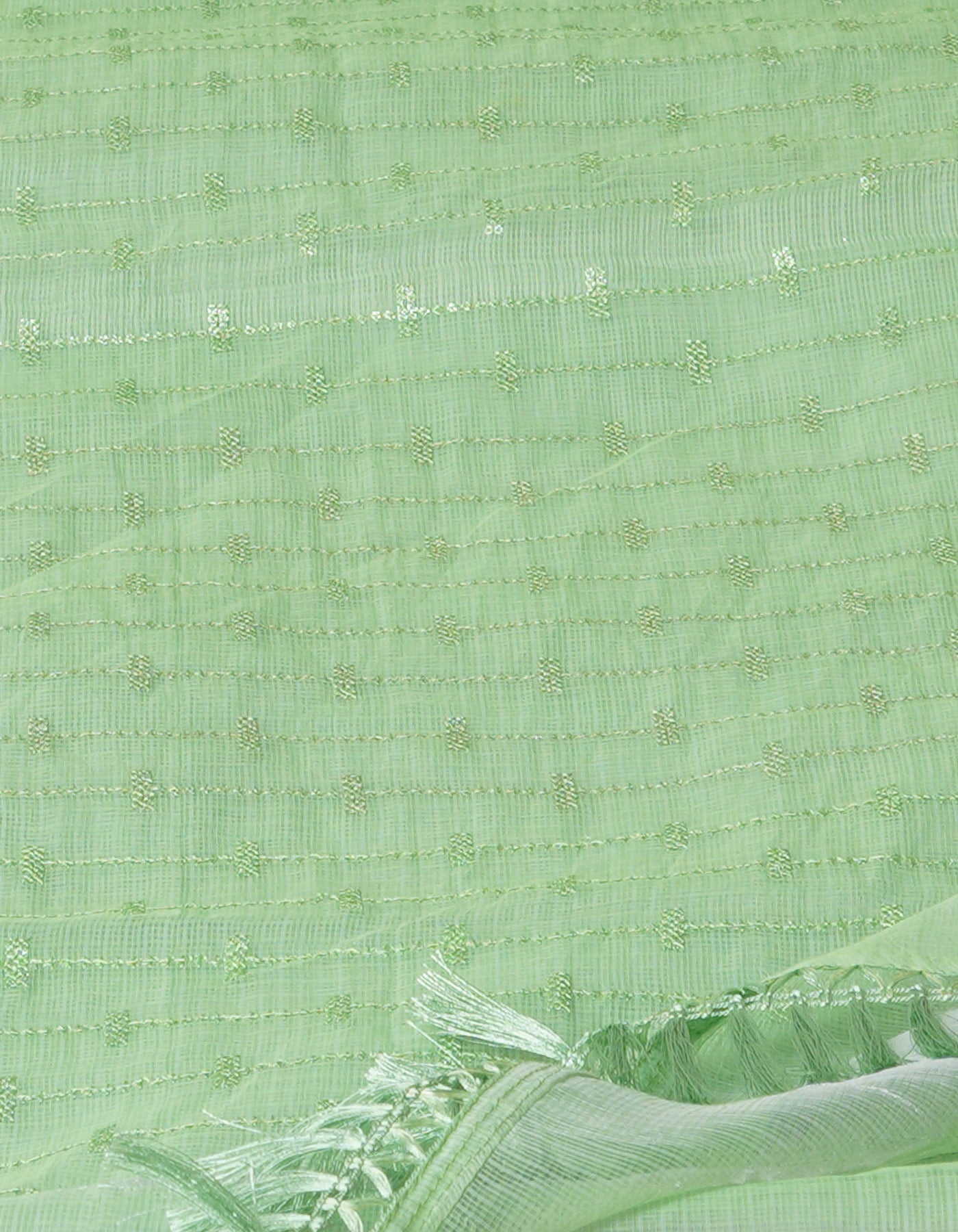 Green Pure Sequence Embroidery Kota Cotton Saree-UNM71619
