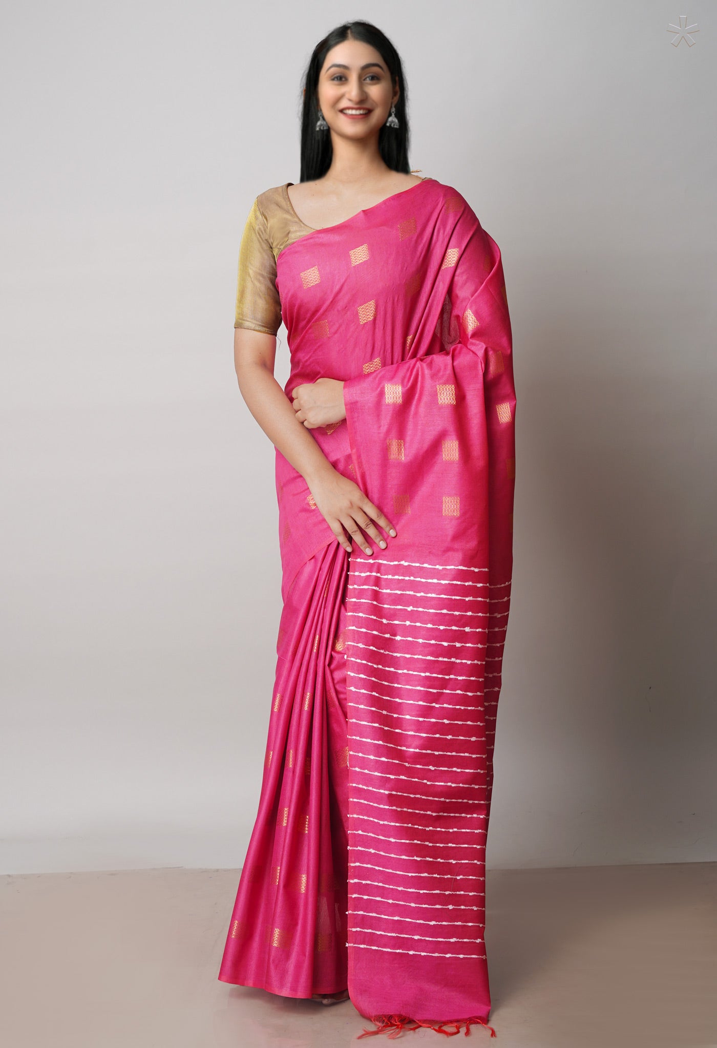 Pink Chanderi Sico Saree-UNM71646