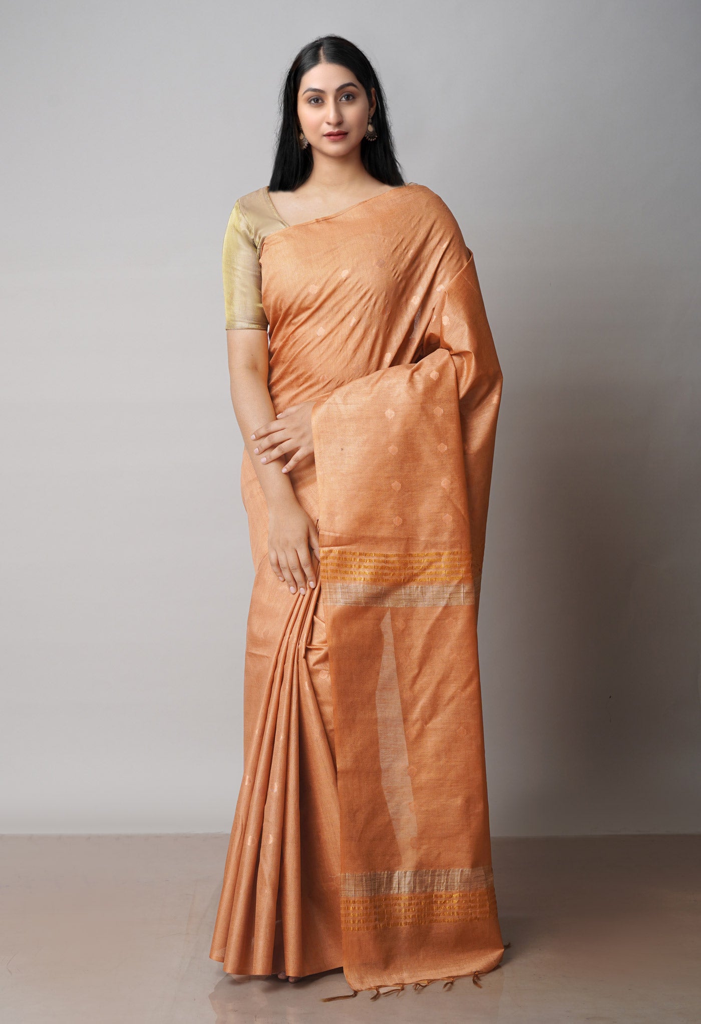 Brown Chanderi Sico Saree-UNM71667