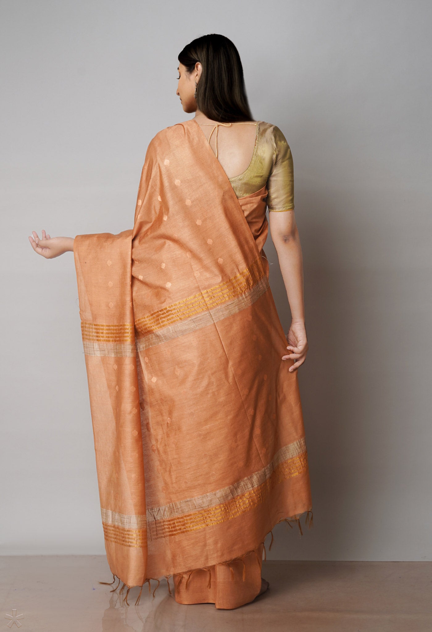 Brown Chanderi Sico Saree-UNM71667