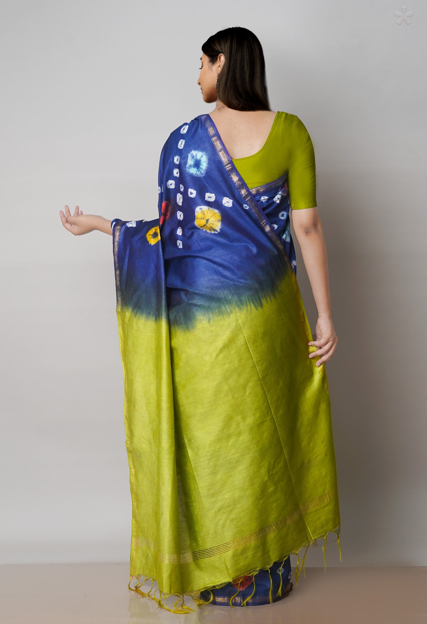Blue Batik Printed Chanderi Sico Saree-UNM71684