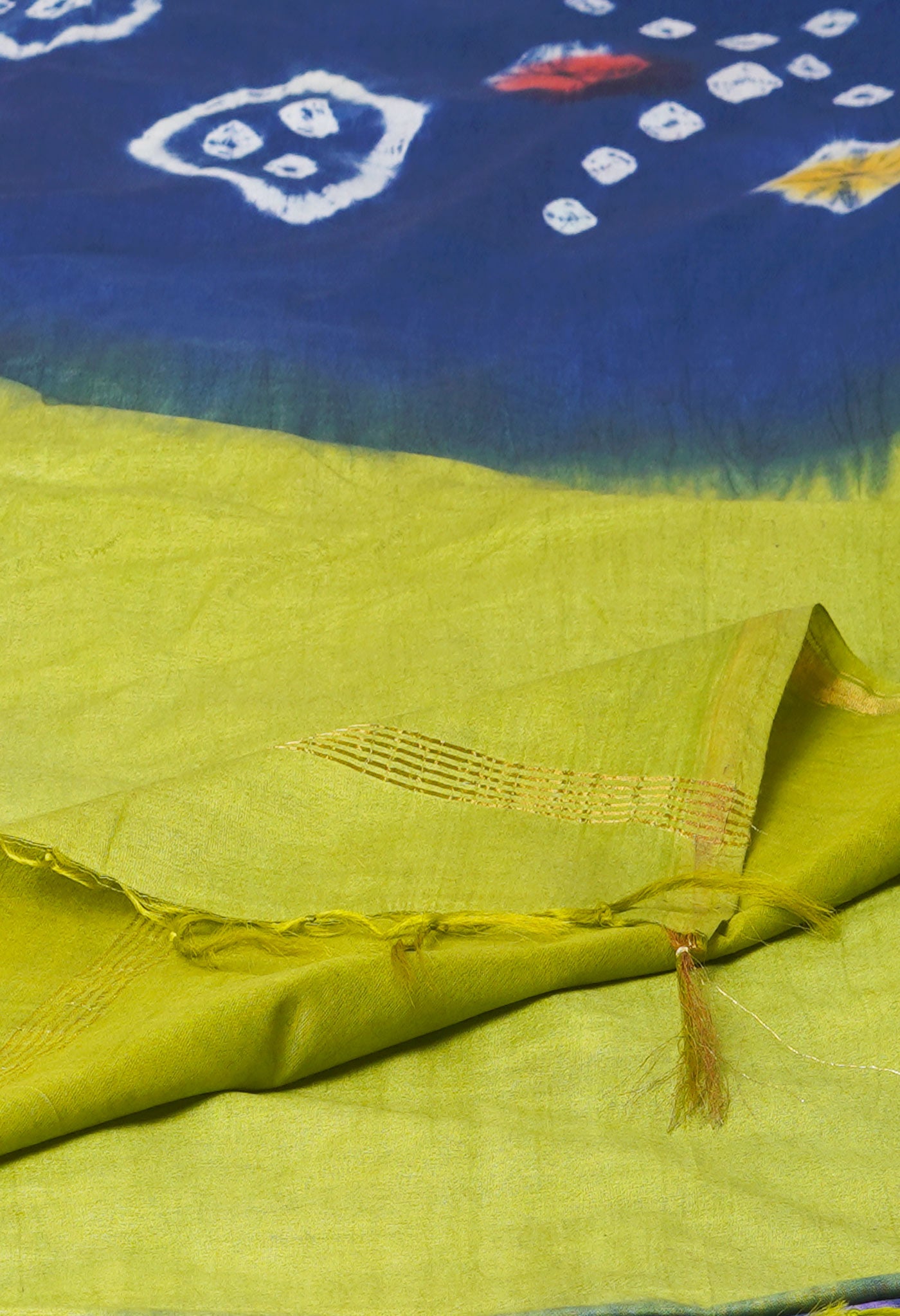 Blue Batik Printed Chanderi Sico Saree-UNM71684