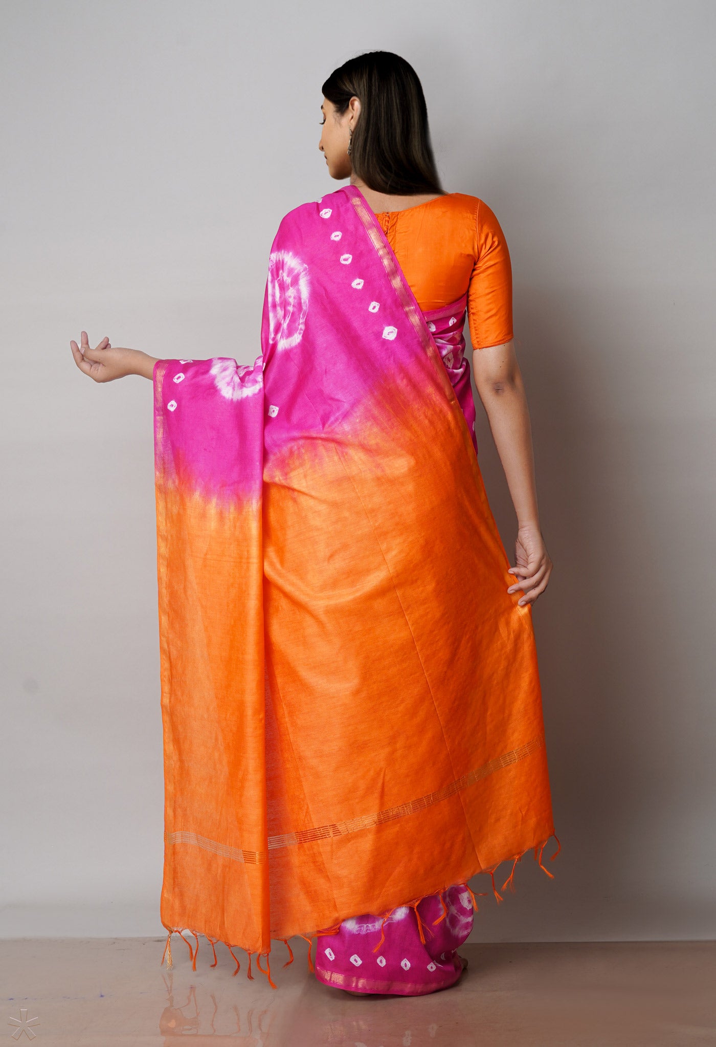 Pink Batik Printed Chanderi Sico Saree-UNM71701