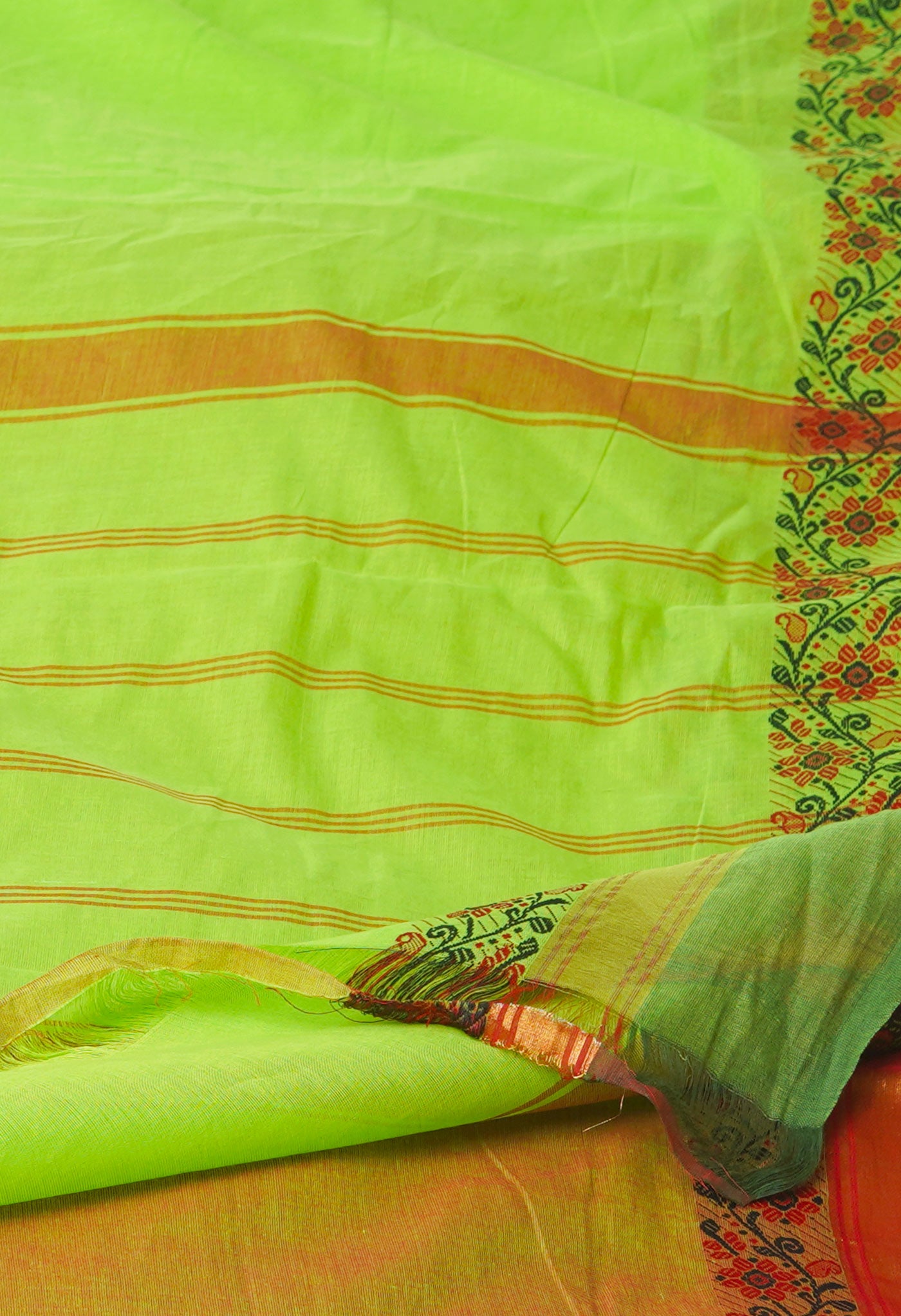 Parrot Green Pure Handloom Pavani Chettinad Cotton Saree