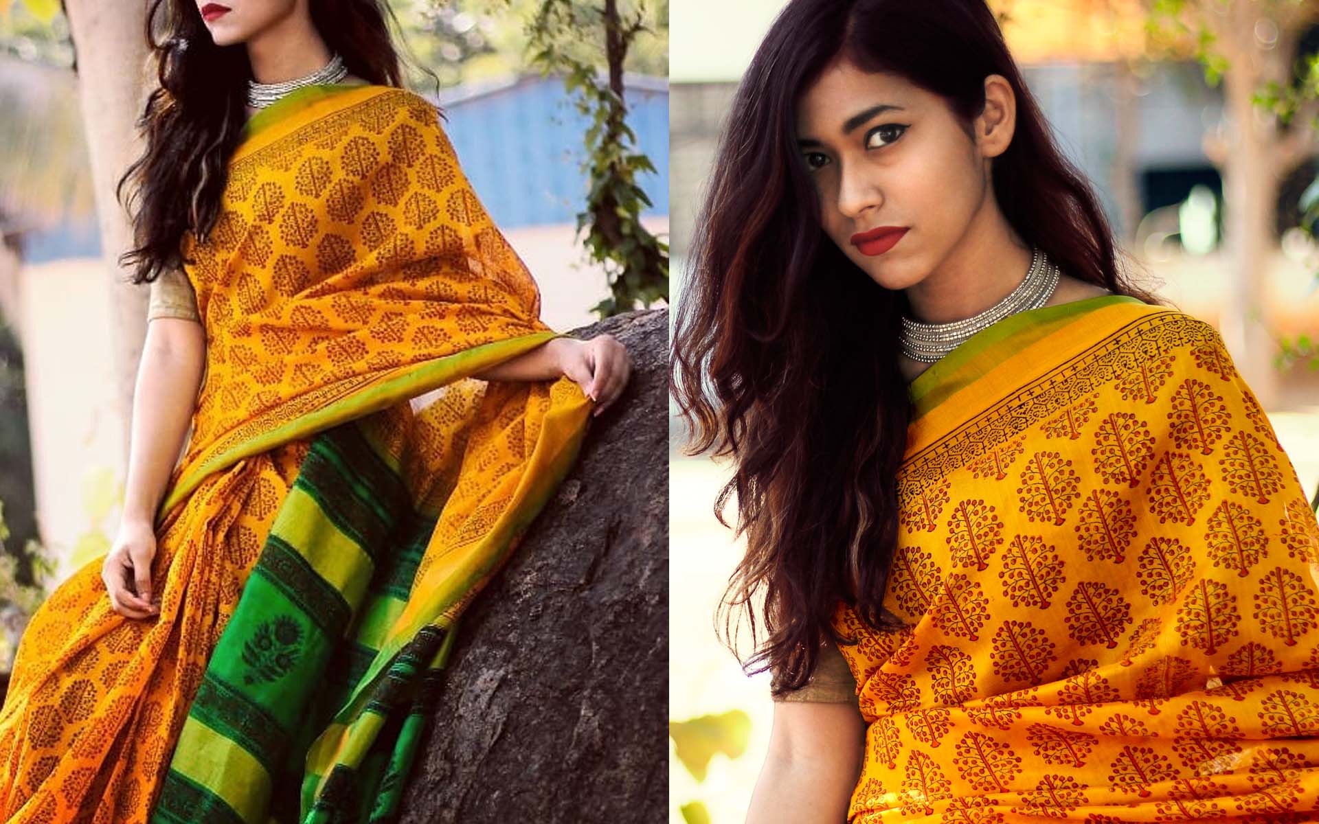 For All The Saree Lovers - Dwell into the Magic of Rajasthani Hand Block Prints on Rich South Indian Pattu’s