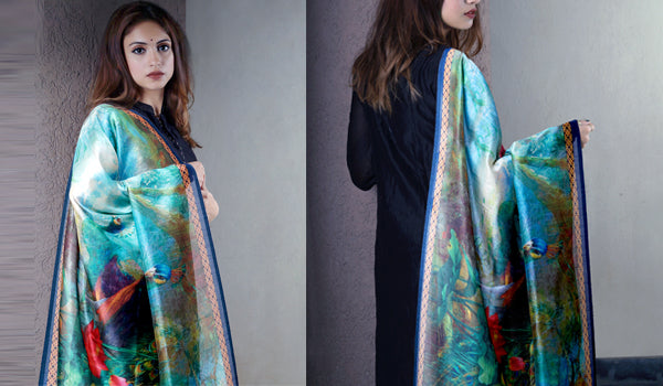 Strutting about in the digital art silk dupattas of Unnati Silks for a change