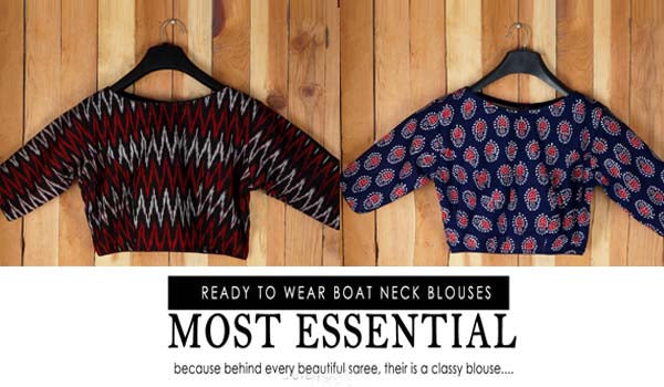 Looking for CLASSY BOAT Neck Saree BLOUSES with Perfect Plus Size Fittings?– Then Our Ready To Wear Collection is a must for you