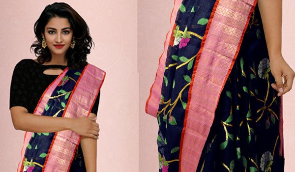 From the Ghats of Ganga, Comes the Majestic Banarasi Silk Sarees with Delicate Jamdhani Motifs