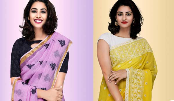 This Spring Go Pastels with our Exquisite Cross Stitch &amp; Parsi Embroidery Sarees Collection