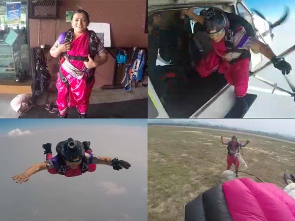 Gravity defying Skydiving in a Saree !! - You Make India Proud