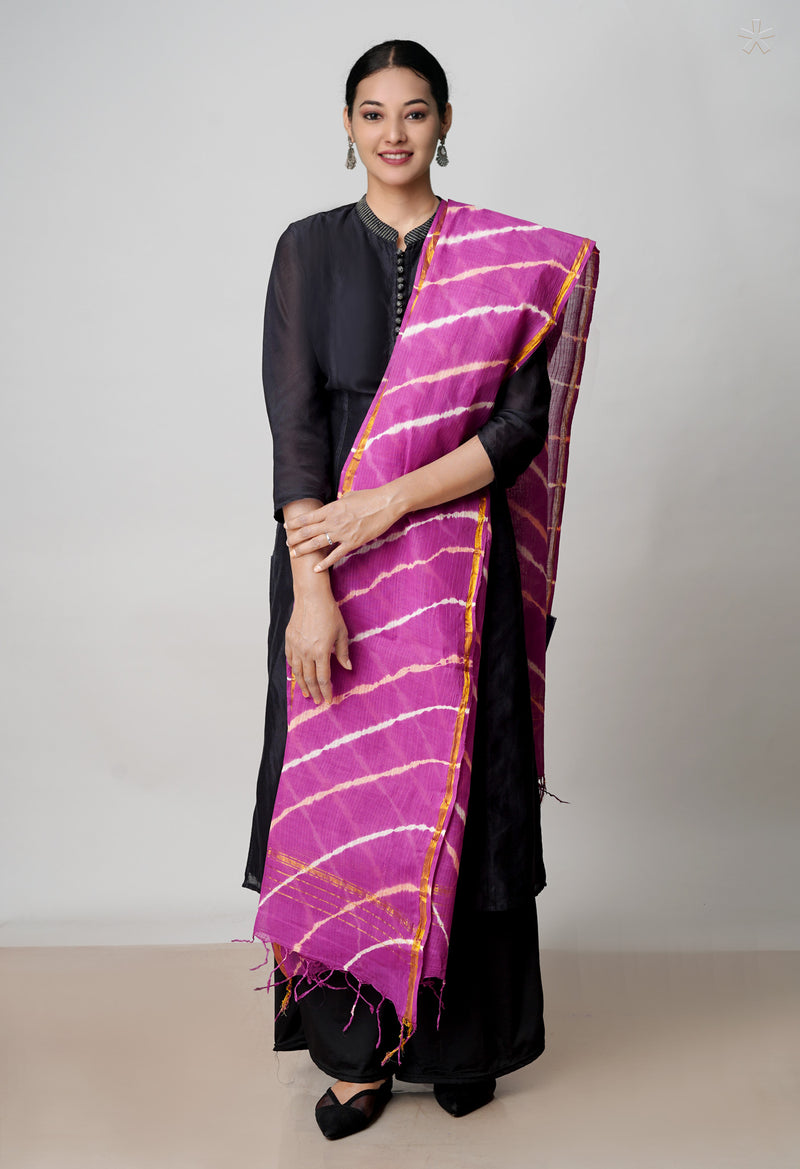 Purple Pure Gota Patti Bandhani Printed Cotton Dupatta–UDS4574