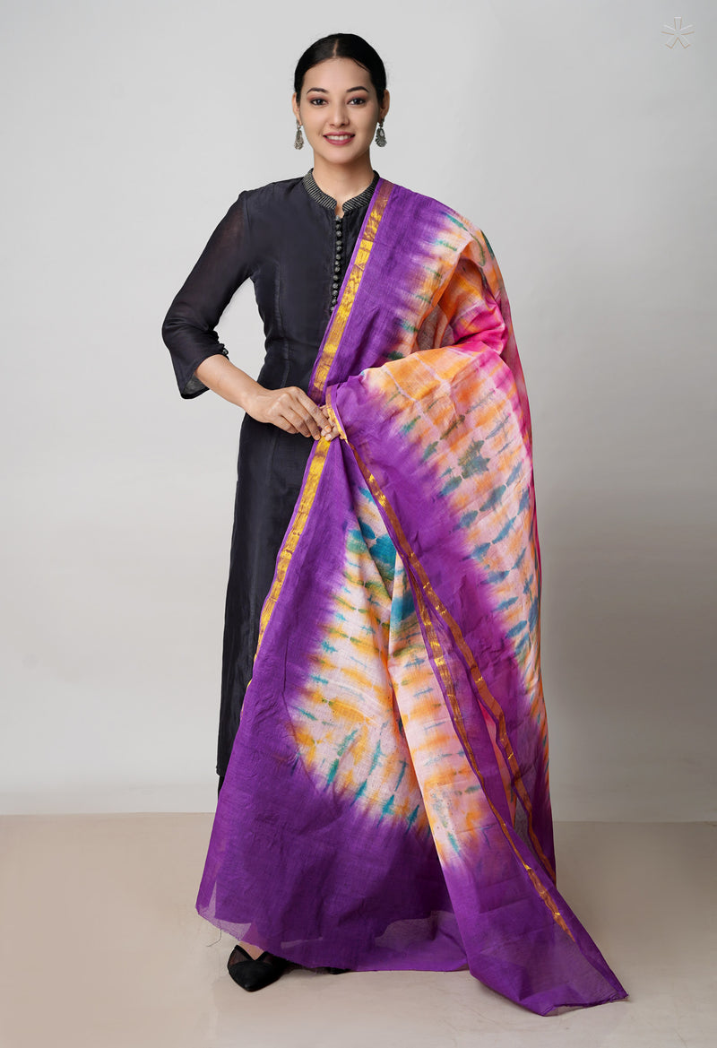 Multi Pure Gota Patti Bandhani Printed Cotton Dupatta–UDS4590