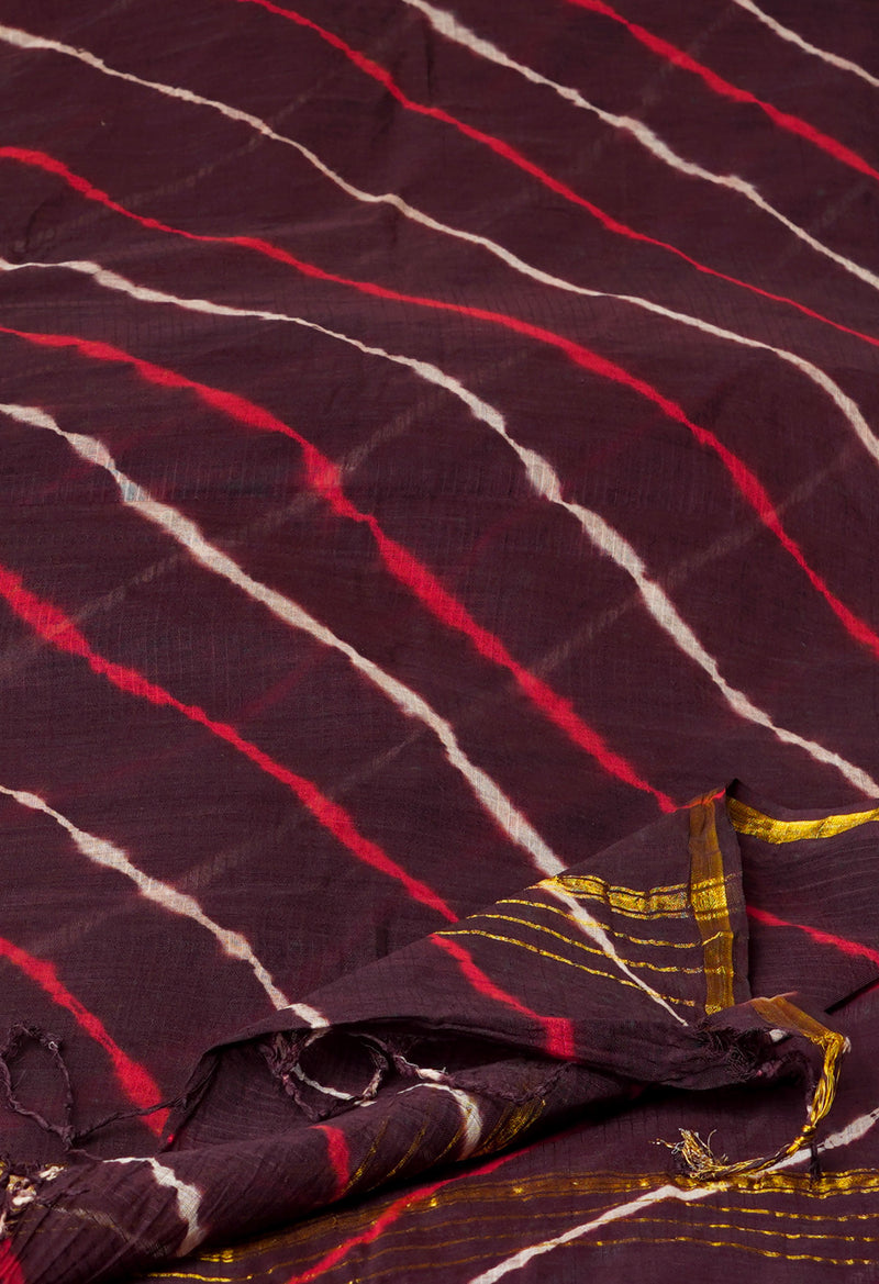 Brown Pure Gota Patti Bandhani Printed Cotton Dupatta–UDS4592