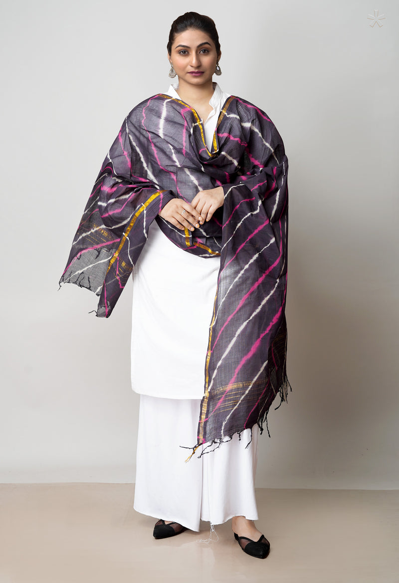 Purple Pure Gota Patti Bandhani Printed Cotton Dupatta–UDS4599