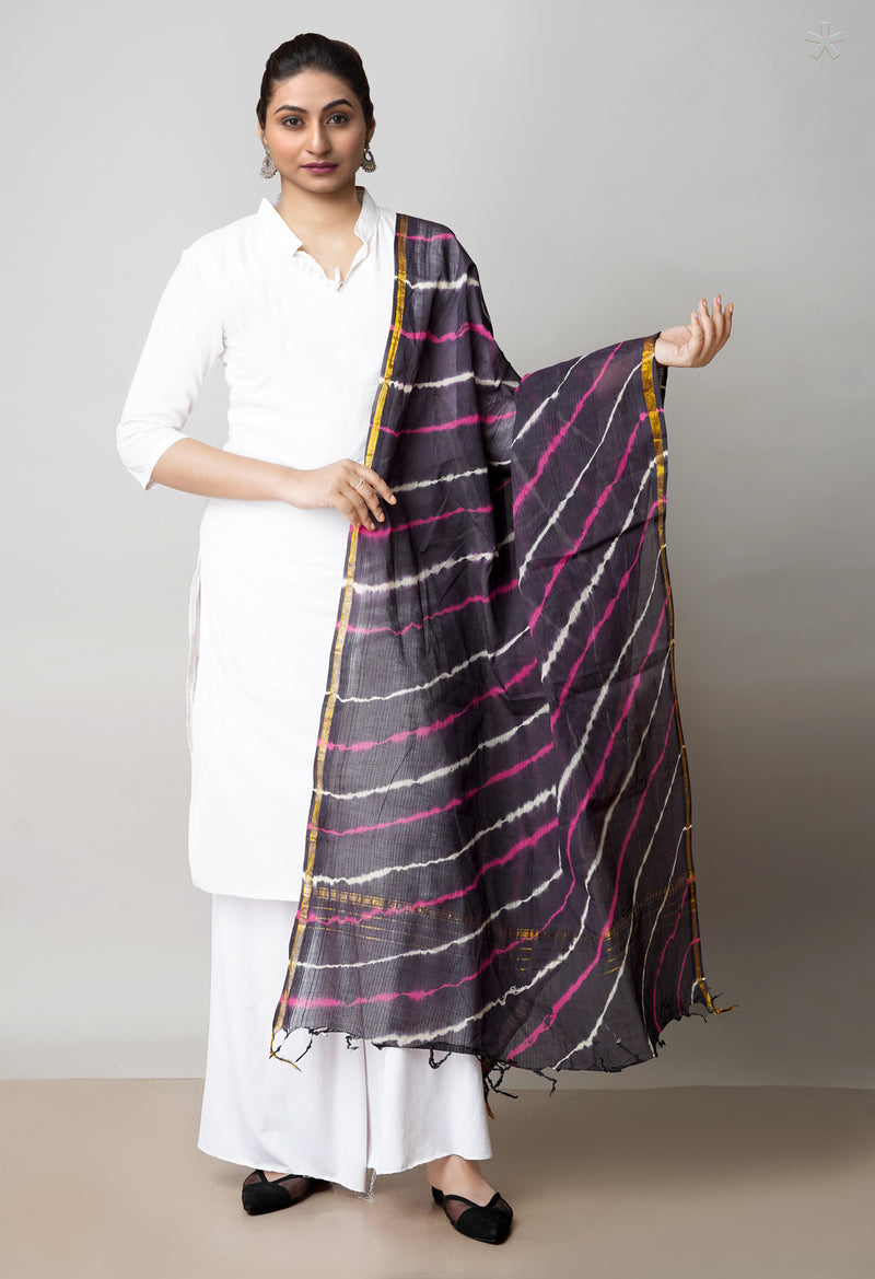 Purple Pure Gota Patti Bandhani Printed Cotton Dupatta–UDS4599