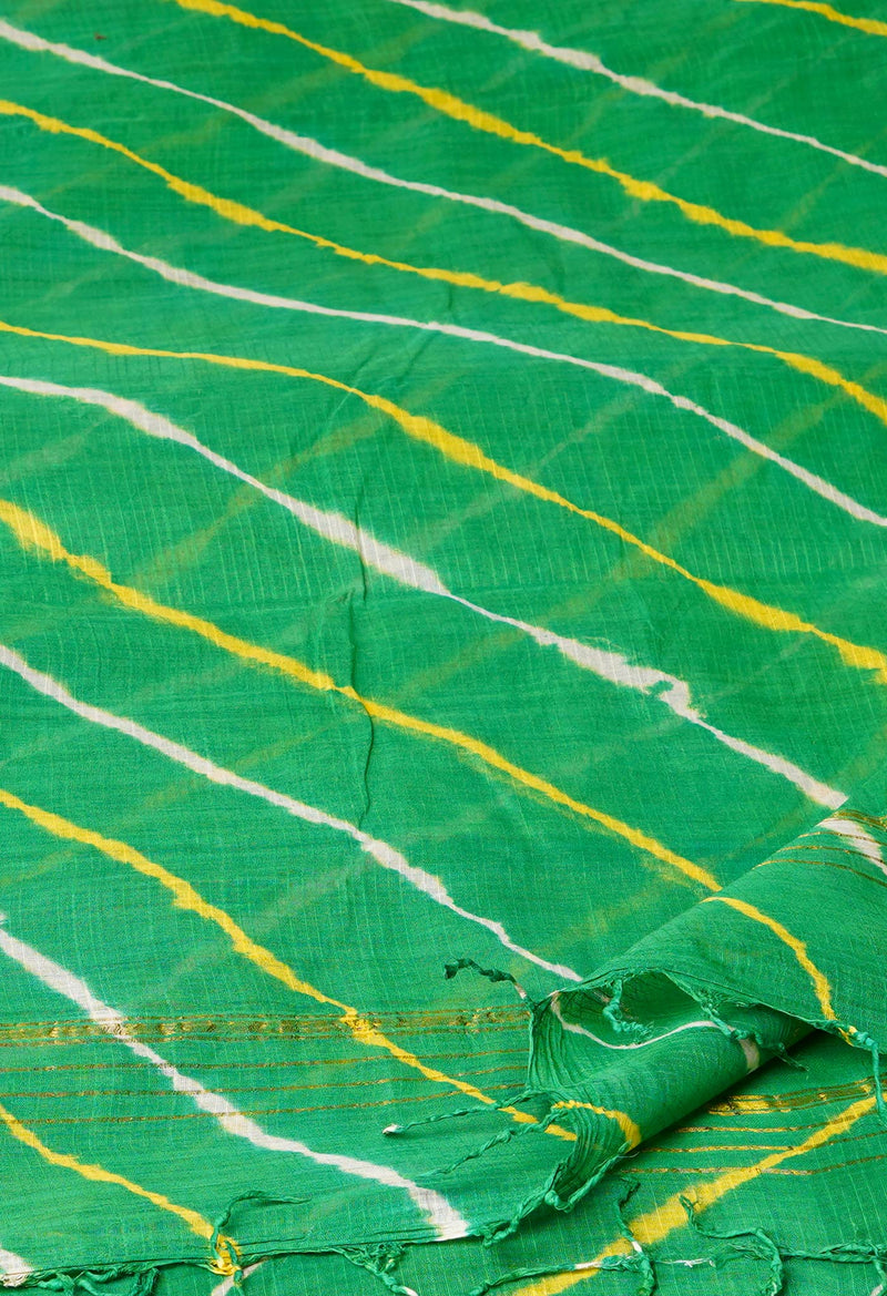 Green Pure Gota Patti Bandhani Printed Cotton Dupatta–UDS4601