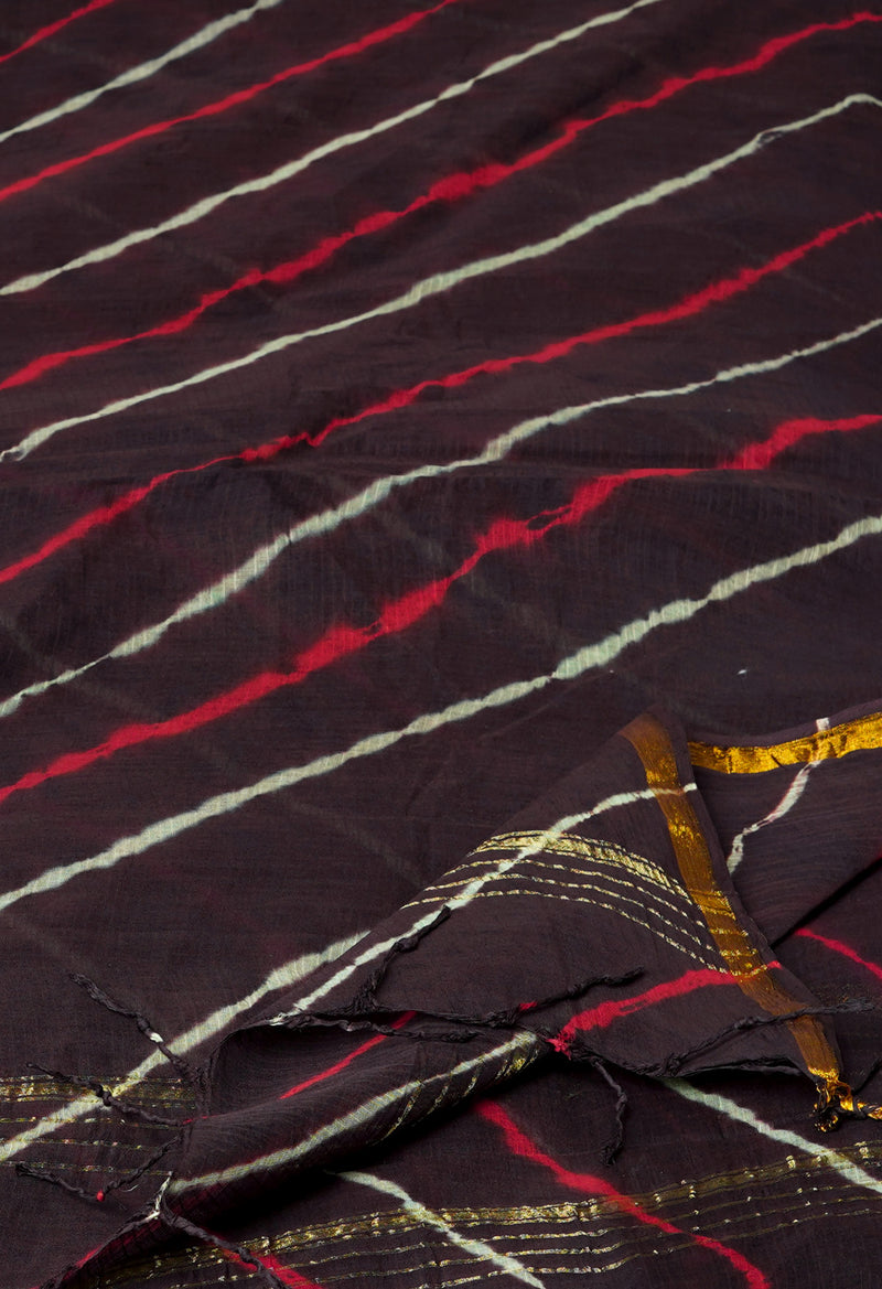 Brown Pure Gota Patti Bandhani Printed Cotton Dupatta–UDS4602