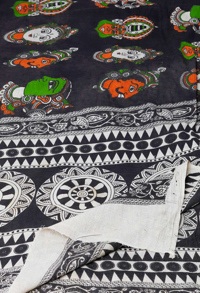 Black Pure Kalamkari Printed Cotton Dupatta–UDS4610