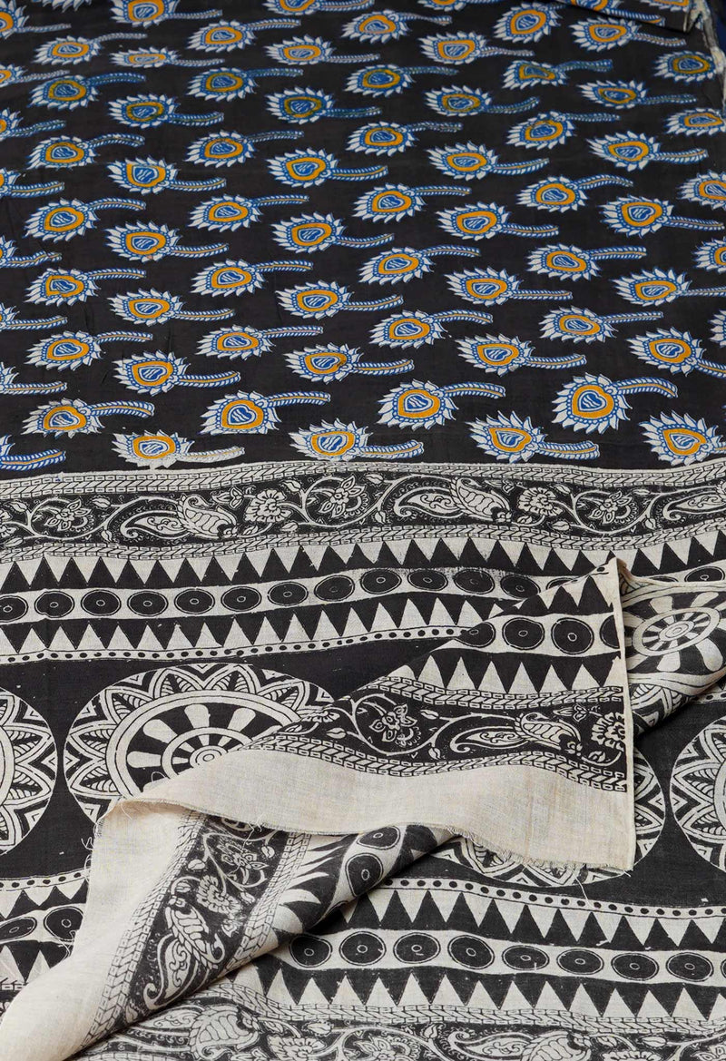 Black Pure Kalamkari Printed Cotton Dupatta–UDS4619
