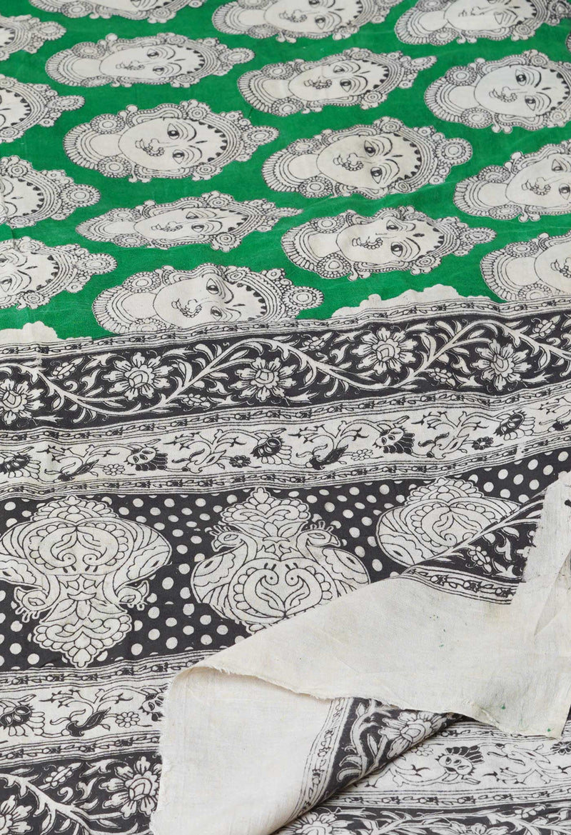 Green Pure Kalamkari Printed Cotton Dupatta–UDS4620