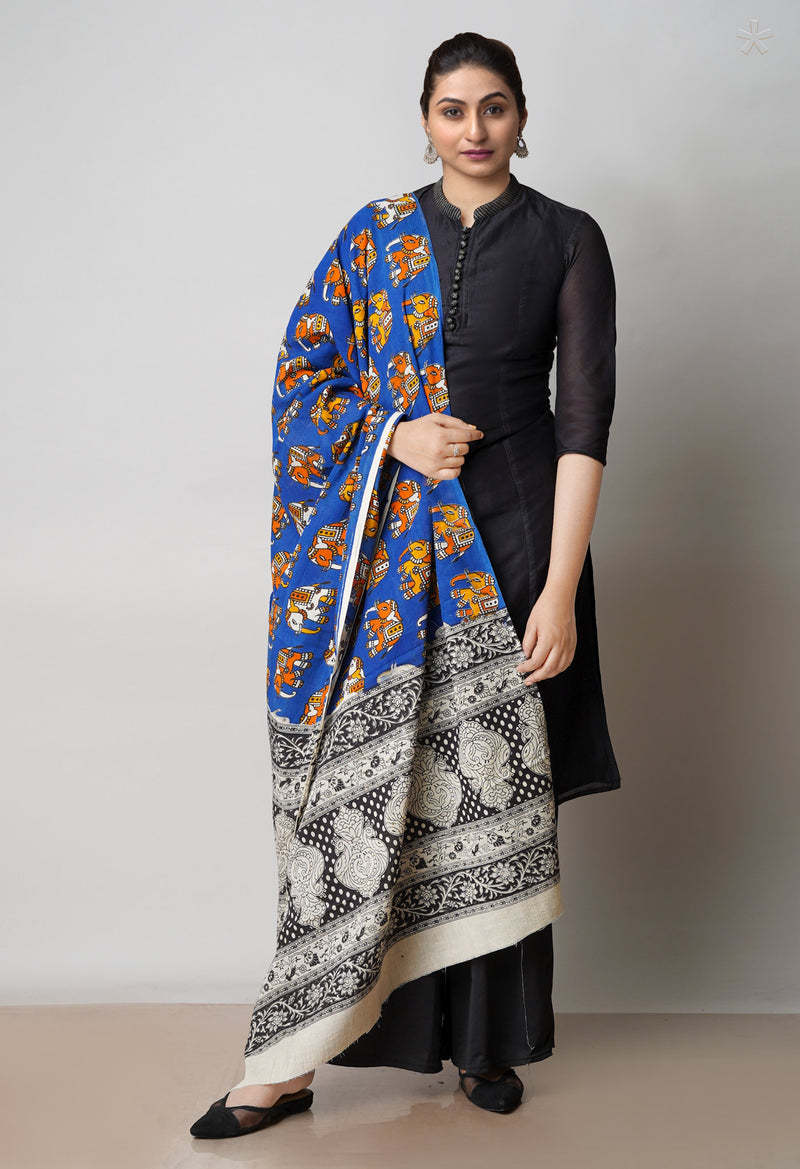 Blue Pure Kalamkari Printed Cotton Dupatta–UDS4621