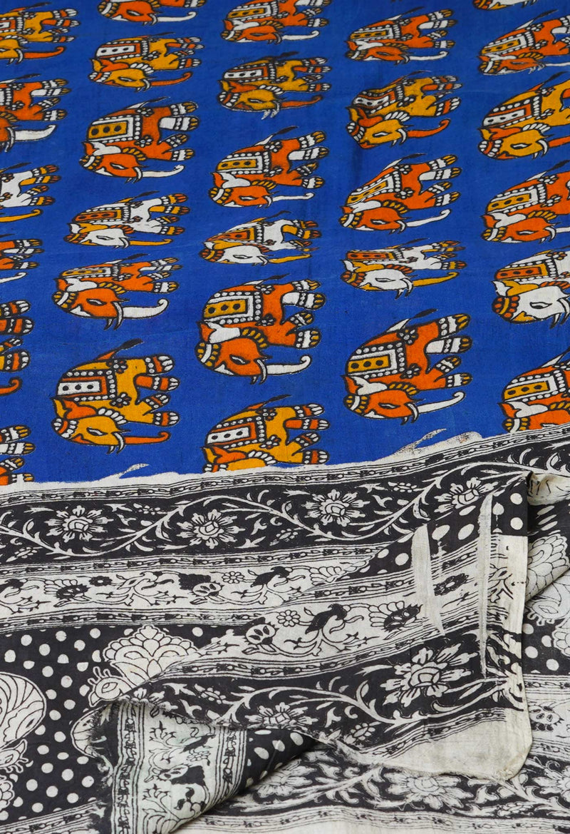Blue Pure Kalamkari Printed Cotton Dupatta–UDS4621