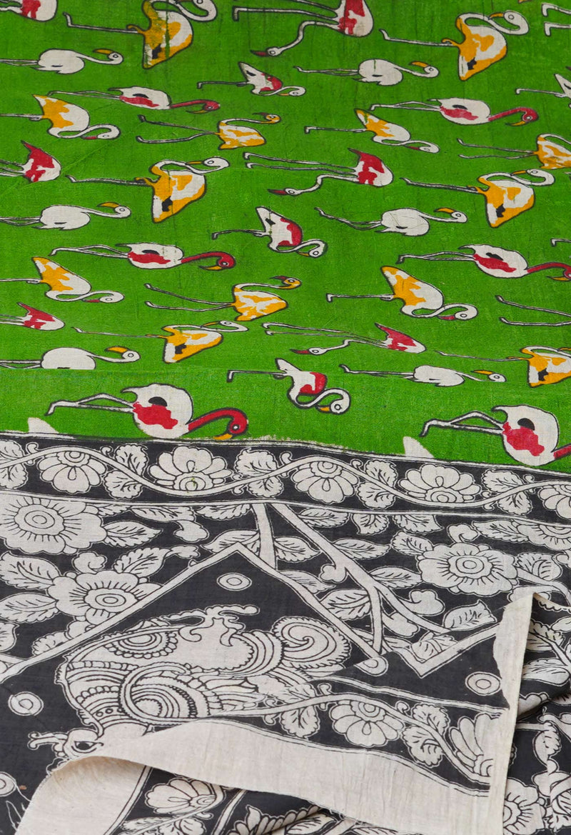 Green Pure Kalamkari Printed Cotton Dupatta–UDS4623