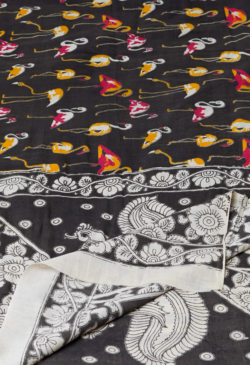 Black Pure Kalamkari Printed Cotton Dupatta–UDS4624