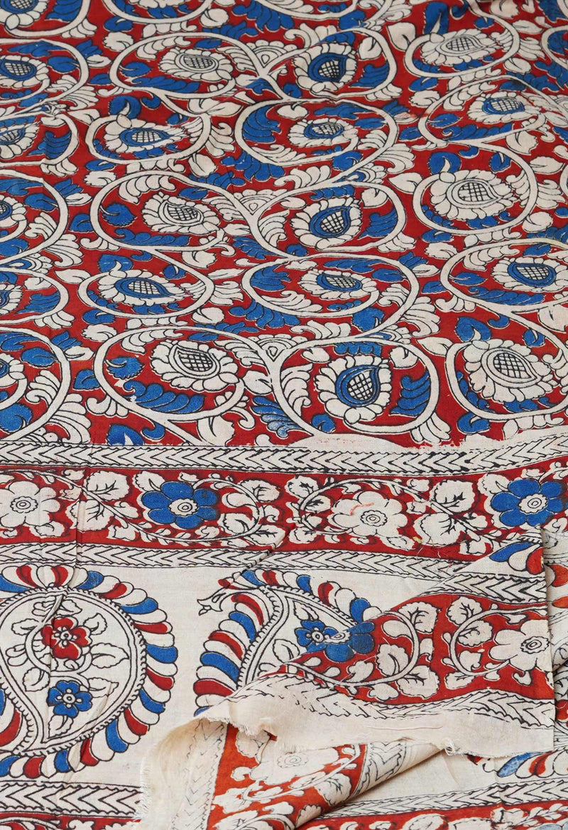 Red Pure Kalamkari Printed Cotton Dupatta–UDS4625