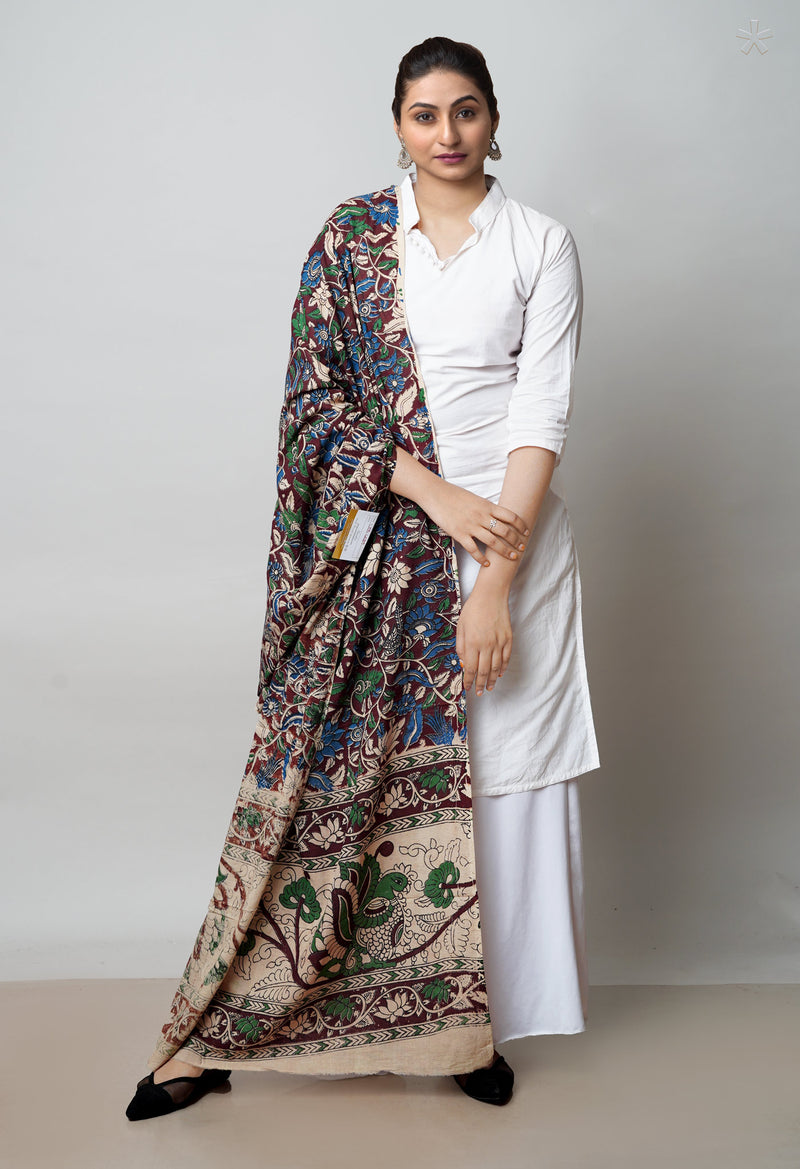Maroon Pure Kalamkari Printed Cotton Dupatta–UDS4629