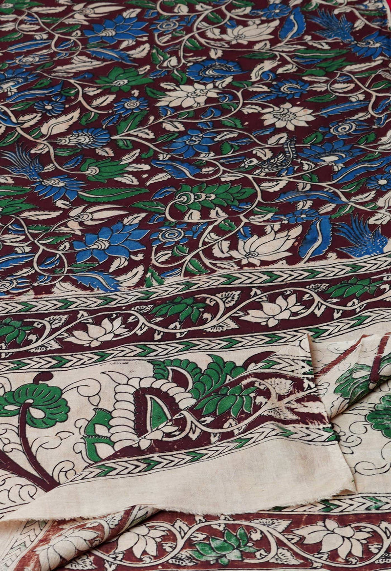 Maroon Pure Kalamkari Printed Cotton Dupatta–UDS4629