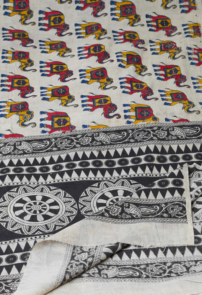 Cream Pure Kalamkari Printed Cotton Dupatta–UDS4630