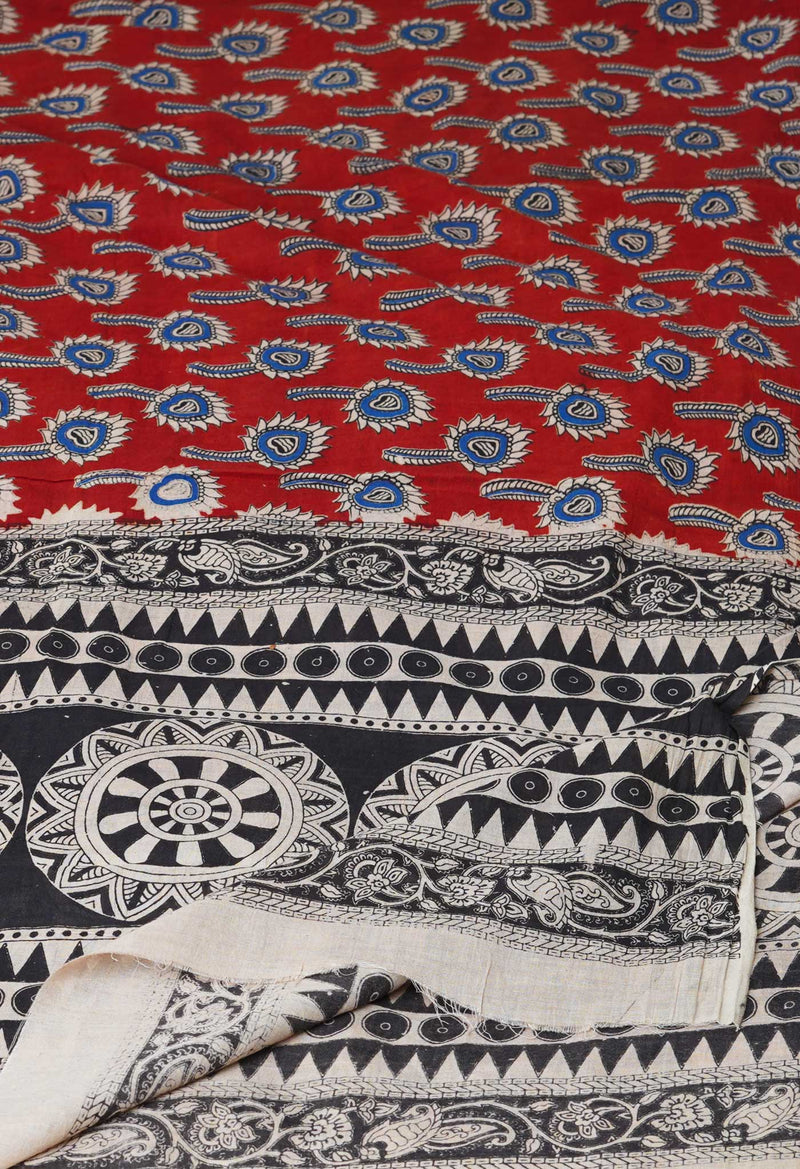 Red Pure Kalamkari Printed Cotton Dupatta–UDS4631
