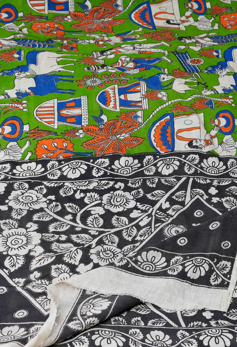 Green Pure Kalamkari Printed Cotton Dupatta–UDS4632