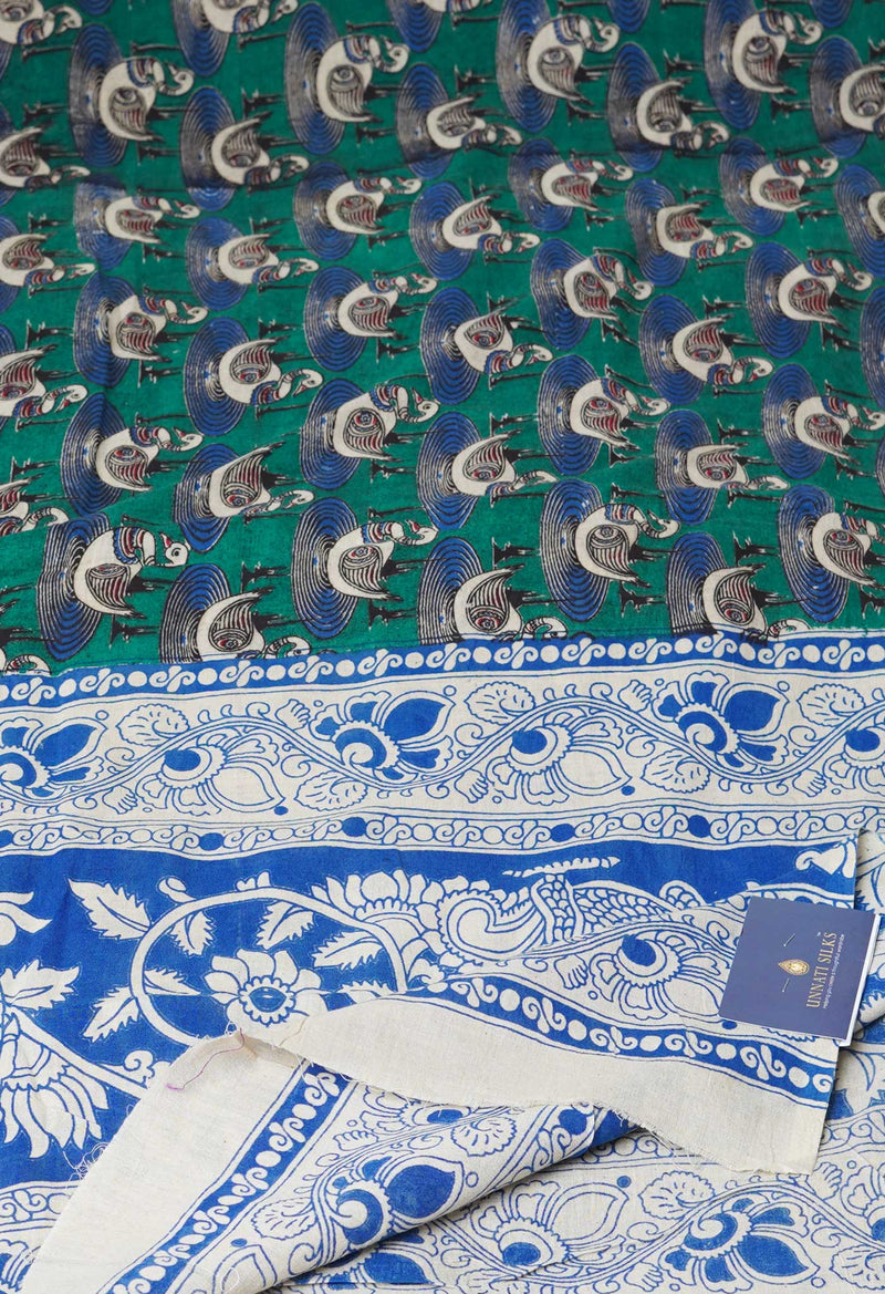 Green Pure Kalamkari Printed Cotton Dupatta–UDS4634