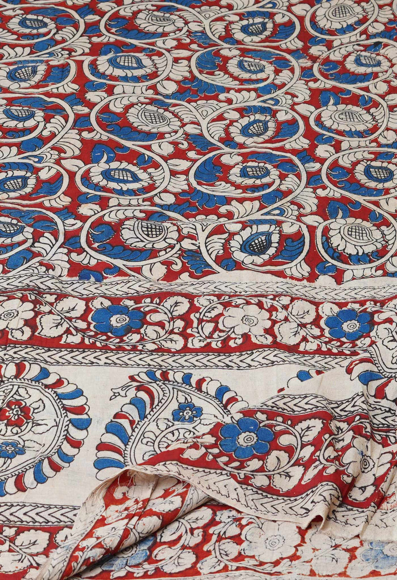 Cream Pure Kalamkari Printed Cotton Dupatta–UDS4636