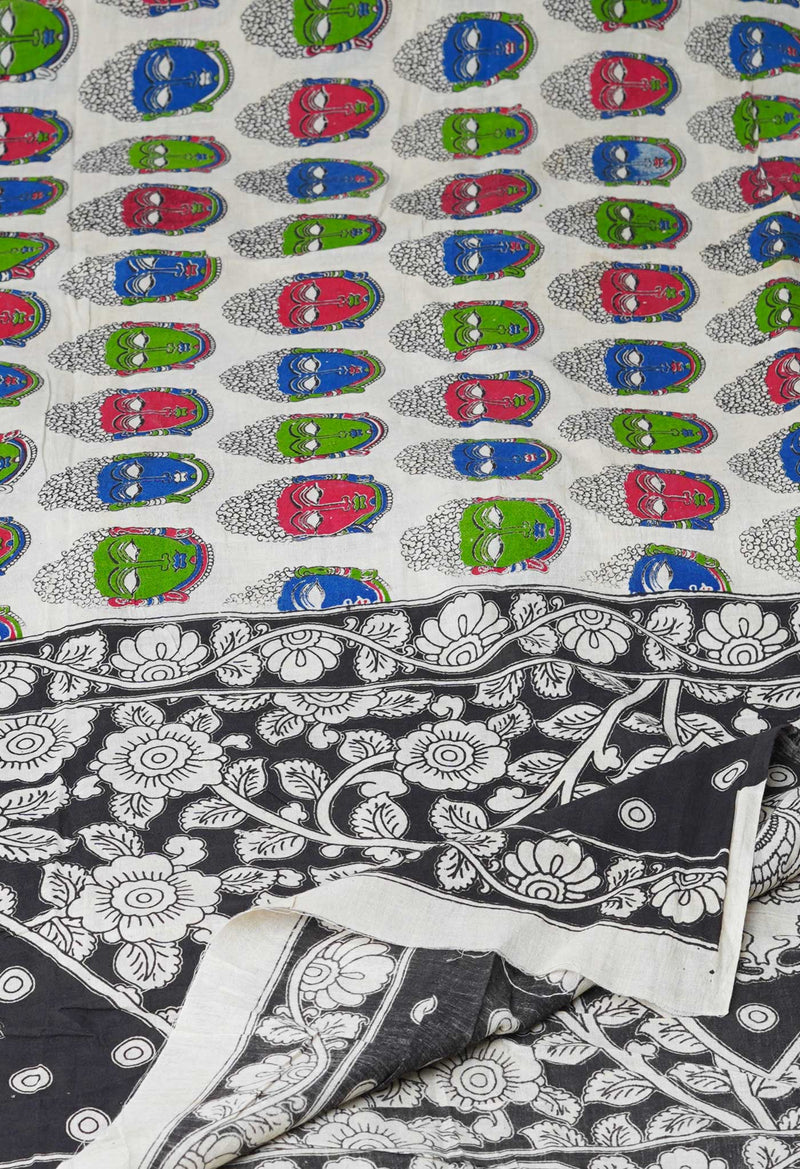 Cream Pure Kalamkari Printed Cotton Dupatta–UDS4638