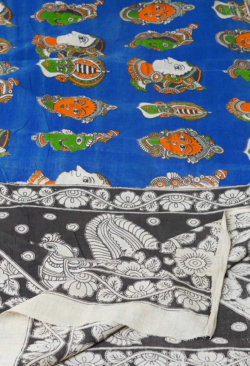 Blue Pure Kalamkari Printed Cotton Dupatta–UDS4641